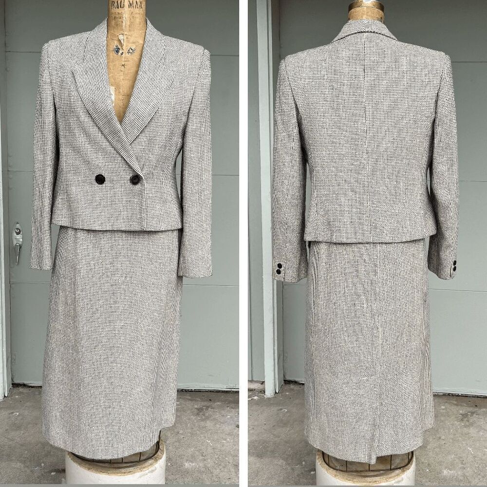 Vintage 70s/80s Bert Newman Tweed Skirt Suit Set, SZ L, Made in USA